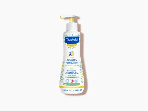 Mustela Cold Cream ve Organik Balmumu İçeren Besleyici Bebek Şampuanı